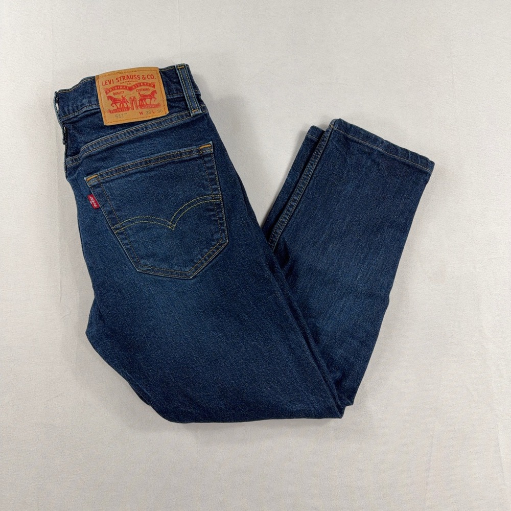 Levi's 511 Slim Fit Jeans Dark Wash Denim Men's 33x30 (Actual 32x28)